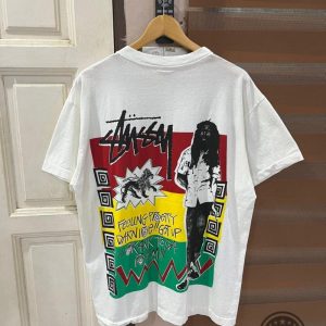 vintage stussy bob marley shirt replica reggae double sided tee