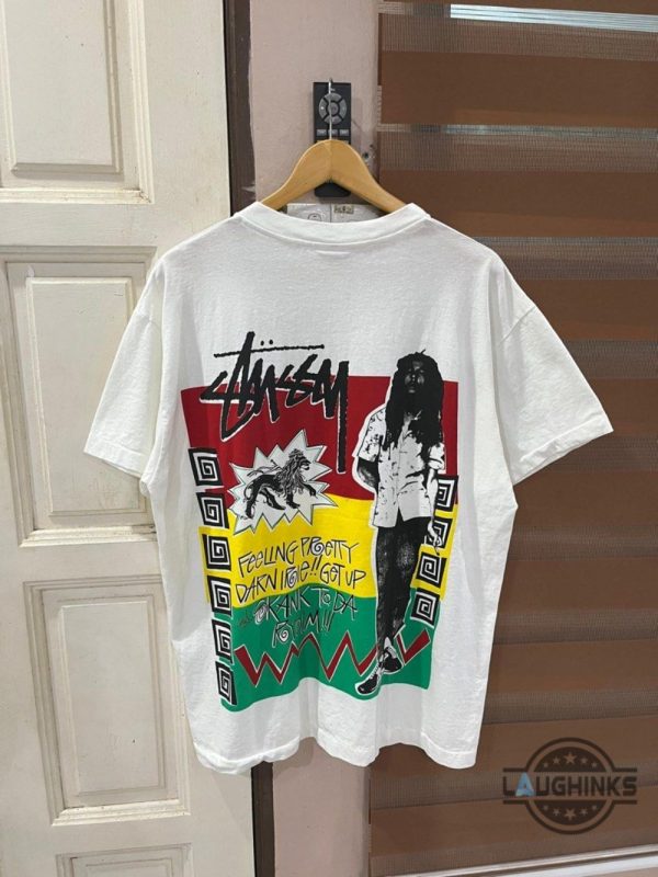 vintage stussy bob marley shirt replica reggae double sided tee