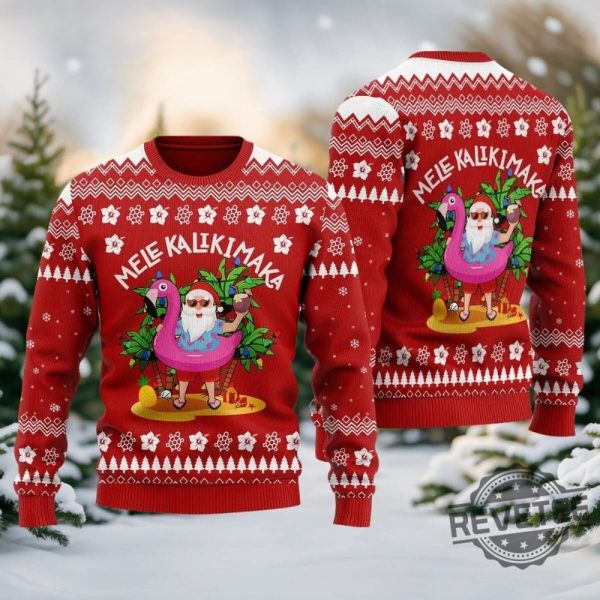 Hawaii Santa Claus Mele Kalikimaka Christmas Sweater Hawaii Santa Claus Mele Kalikimaka Sweatshirt revetee 2