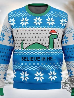 Believe In Me Nessie Ugly Christmas Sweater Believe In Me Nessie Ugly Sweatshirt revetee 2