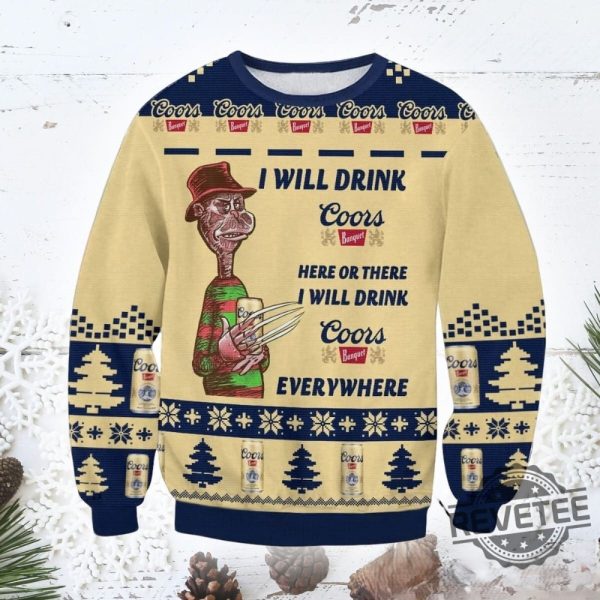 Coors Banquet Drink Everywhere Ugly Christmas Sweater Coors Banquet Drink Everywhere Sweatshirt revetee 2