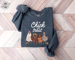 Halloween Chick Or Treat Shirt Halloween Chicken Sweatshirt Halloween Funny Chicken Hoodie Ghost Chicken Tshirt Chicken Lovers Shirt giftyzy 4