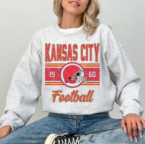 Retro Kansas City Football Gift Kansas City Vintage Football Sweater Kansas City Football Crewneck For Women revetee 3