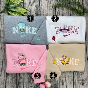 patrick star and spongebob squarepants chibi embroidered sweatshirt t shirt hoodie nike couple matching shirts laughinks 1