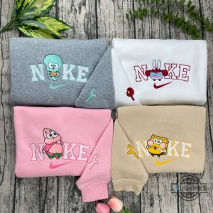 patrick star and spongebob squarepants chibi embroidered sweatshirt t shirt hoodie nike couple matching shirts laughinks 2