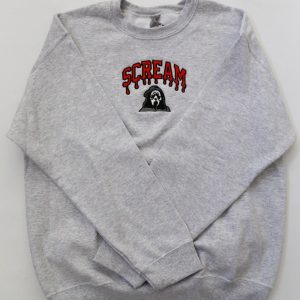 scream embroidered sweatshirt t shirt hoodie ghostface halloween tee gift