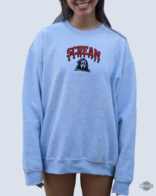 scream embroidered sweatshirt t shirt hoodie ghostface halloween tee gift