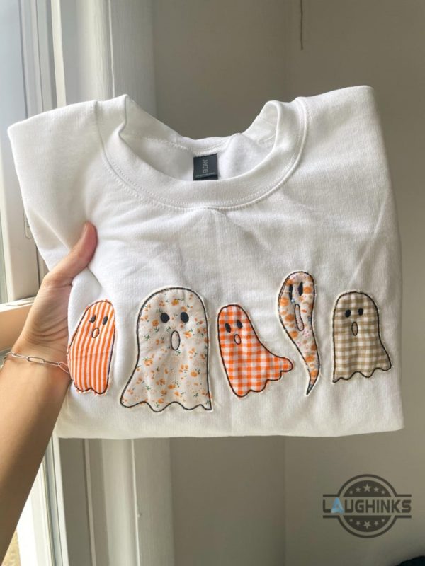 halloween embroidered crewneck sweatshirt t shirt hoodie cute ghost embroidery tee spooky season gift laughinks 3