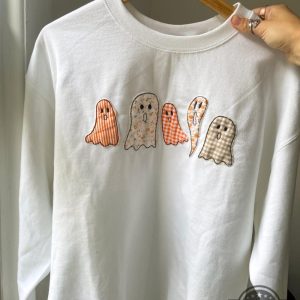 halloween embroidered crewneck sweatshirt t shirt hoodie cute ghost embroidery tee spooky season gift laughinks 5