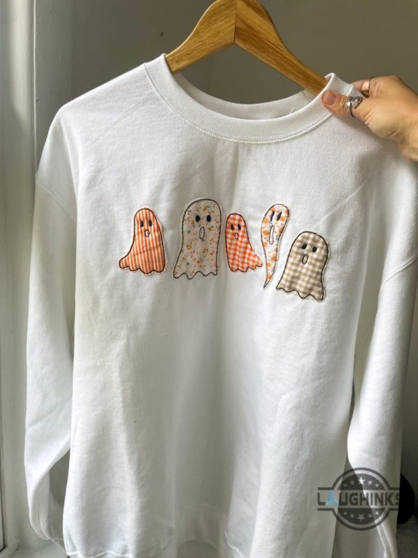 halloween embroidered crewneck sweatshirt t shirt hoodie cute ghost embroidery tee spooky season gift laughinks 5