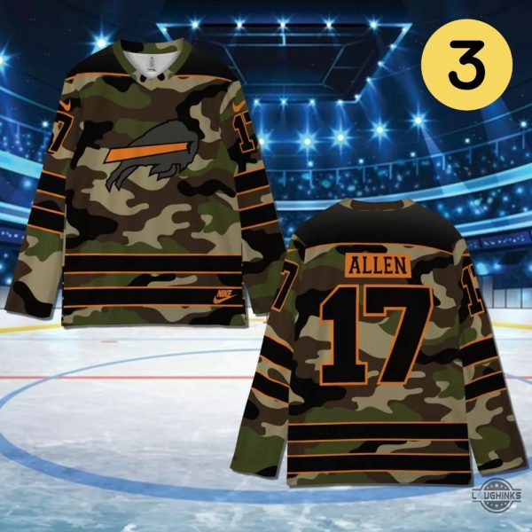 nike buffalo bills hockey jersey josh allen 17 football shirts blue black and camo version laughinks 3