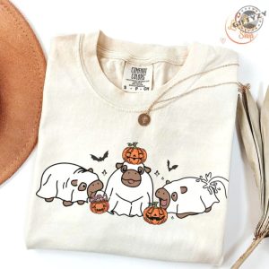 Moo Deng Shirt Baby Pygmy Hippo Moo Deng Tshirt Moo Deng Halloween Sweatshirt Trendy Halloween Hoodie Halloween Shirt giftyzy 3