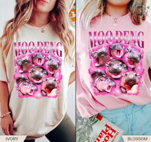 Moo Deng Shirt Moo Deng Hoodie Moo Deng Hippo Sweatshirt Moo Deng Memes Tshirt giftyzy 2