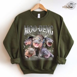 Moo Deng Meme Shirt Funny Shirt I Love Moo Deng Tee Moo Deng Fan Club Sweatshirt Hippo Lover Tshirt Cute Baby Hippo Lover Gift giftyzy 4