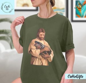 Jesus Moo Deng Shirt Jesus Loves Moo Deng Bouncy Pig Cute Baby Hippo Meme Tshirt Moo Deng Shirt giftyzy 2