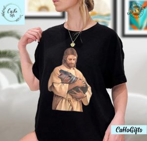 Jesus Moo Deng Shirt Jesus Loves Moo Deng Bouncy Pig Cute Baby Hippo Meme Tshirt Moo Deng Shirt giftyzy 6