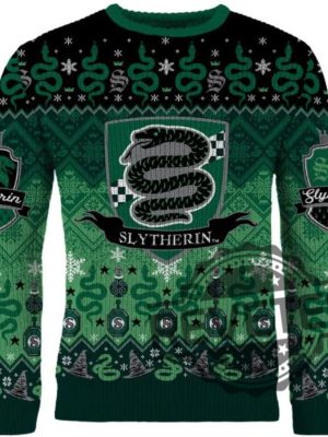 Slytherin Round The Christmas Tree Christmas Jumper Hogwarts Christmas Sweater revetee 2