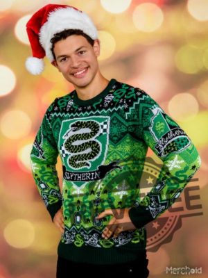 Slytherin Round The Christmas Tree Christmas Jumper Hogwarts Christmas Sweater revetee 4