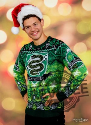 Slytherin Round The Christmas Tree Christmas Jumper Hogwarts Christmas Sweater revetee 4