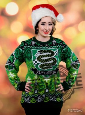 Slytherin Round The Christmas Tree Christmas Jumper Hogwarts Christmas Sweater revetee 5