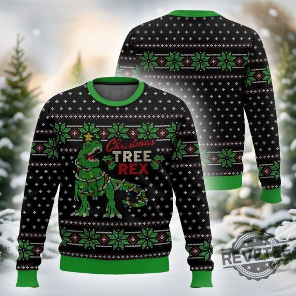 Introducing The Christmas Tree Rex Jurassic Park Ugly Sweater revetee 2