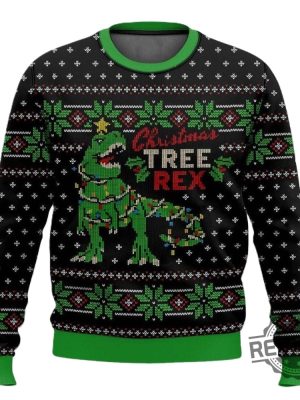 Introducing The Christmas Tree Rex Jurassic Park Ugly Sweater revetee 3