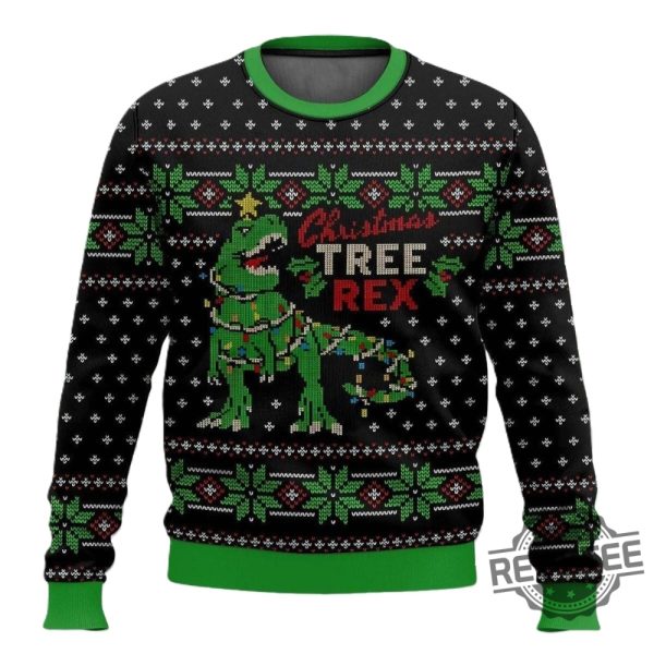 Introducing The Christmas Tree Rex Jurassic Park Ugly Sweater revetee 3