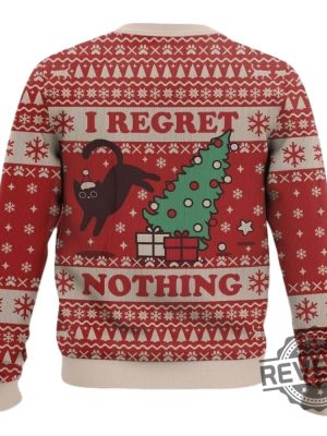 On The Naughty List And I Regret Nothing Cat Christmas Ugly Sweater revetee 3