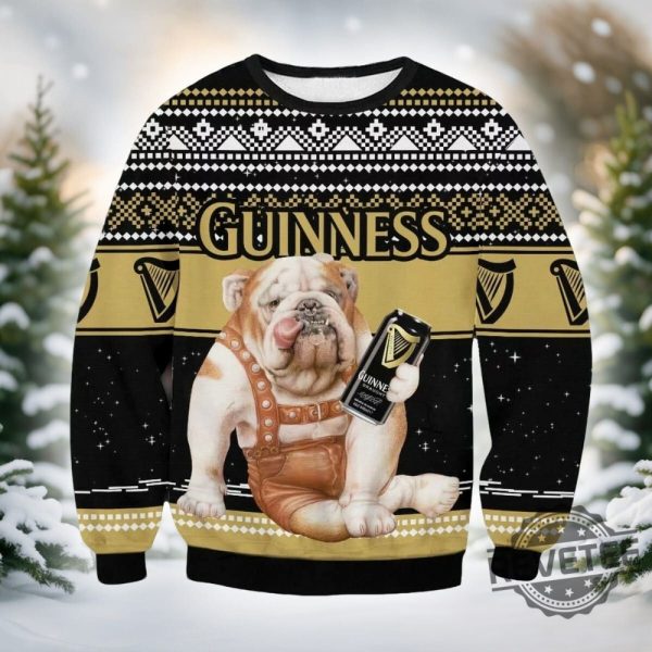 Guinness Bulldog Ugly Christmas Sweater Guinness Bulldog Christmas Sweatshirt revetee 1