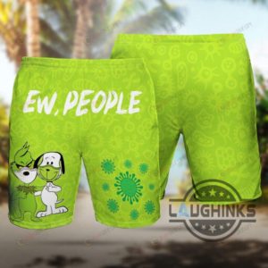 grinch and snoopy ew people hawaiian shirt and shorts summer aloha beach suit christmas and halloween gift laughinks 1