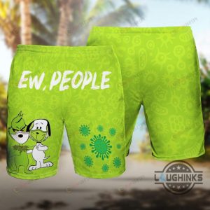 grinch and snoopy ew people hawaiian shirt and shorts summer aloha beach suit christmas and halloween gift laughinks 2