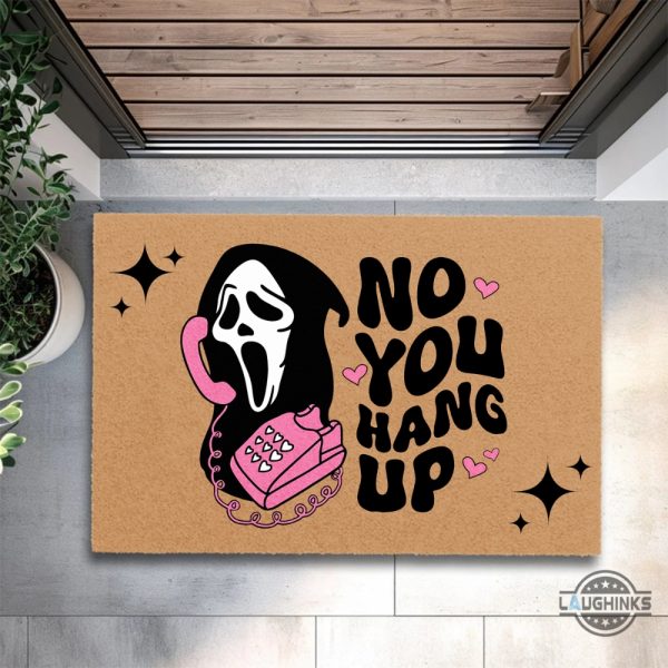 no you hang up ghostface doormat funny scream pumpkin happy halloween welcome mat front door mat outdoor fall mats home decoration laughinks 1