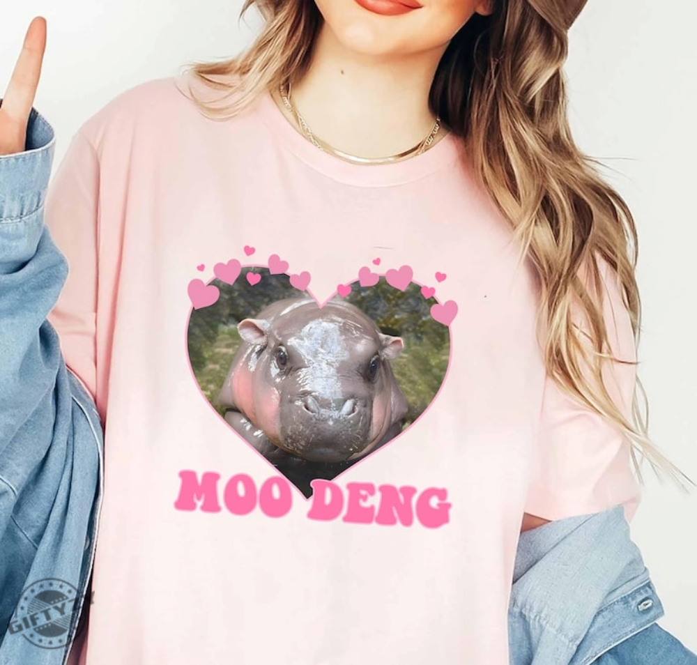 Moo Deng Bouncy Pig Shirt Moo Deng In Thailand Sweatshirt Cute Moo Deng Unisex Hoodie Tiktok Trending Tshirt The Cute Baby Hippo Shirt