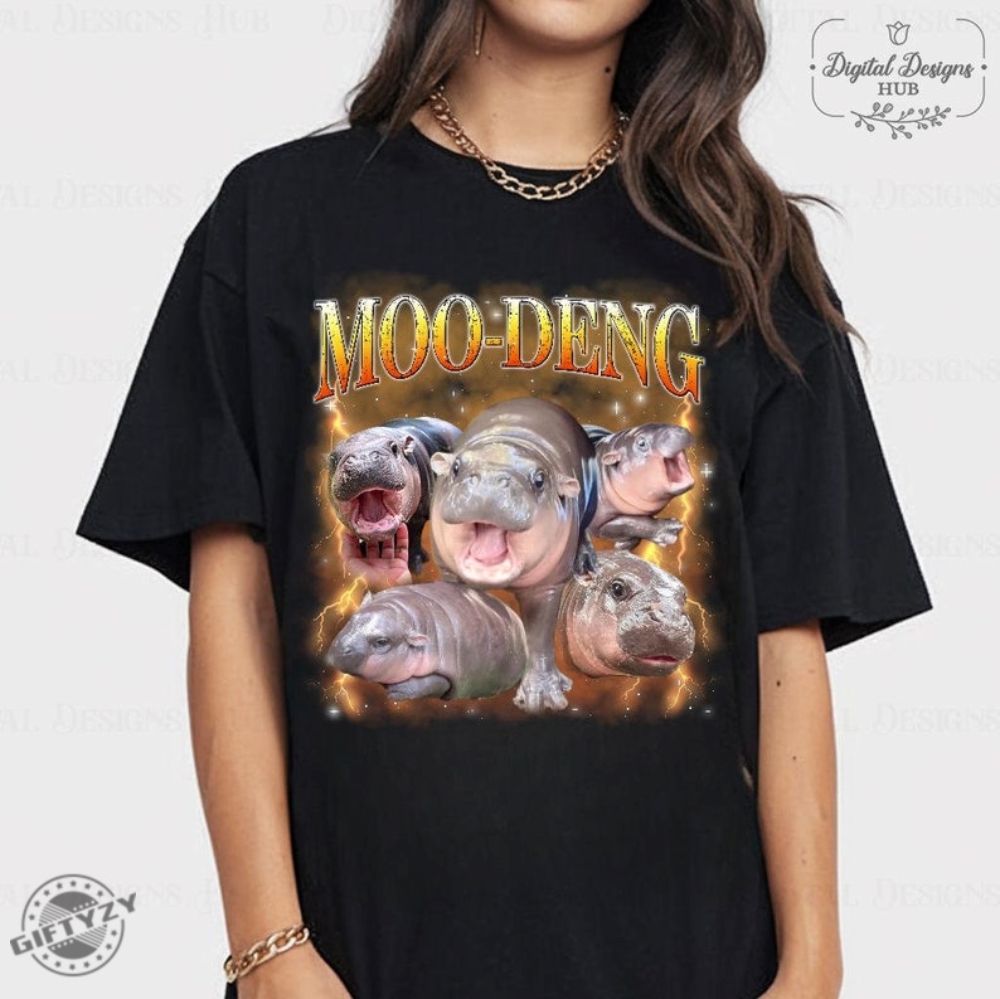 Hippo Moo Deng Shirt Moo Deng Bouncy Pig Tshirt Cute Thai Baby Hippo Hoodie Moo Deng Sweatshirt Baby Hippo Tee I Love Moo Deng Shirt