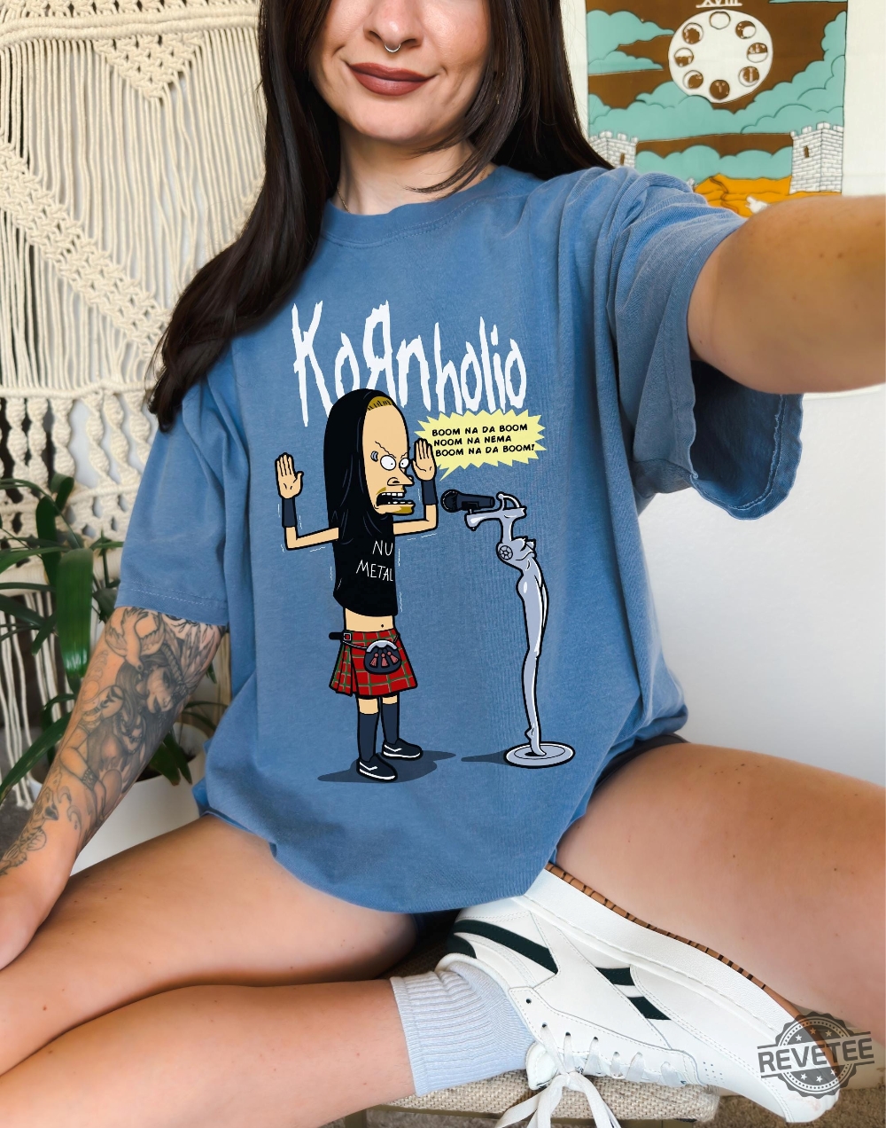 Kornholio T Shirt Trendy Retro Vintage Grunge Punk Metal Rock Blegh Korn Band Concert Shirt revetee 3