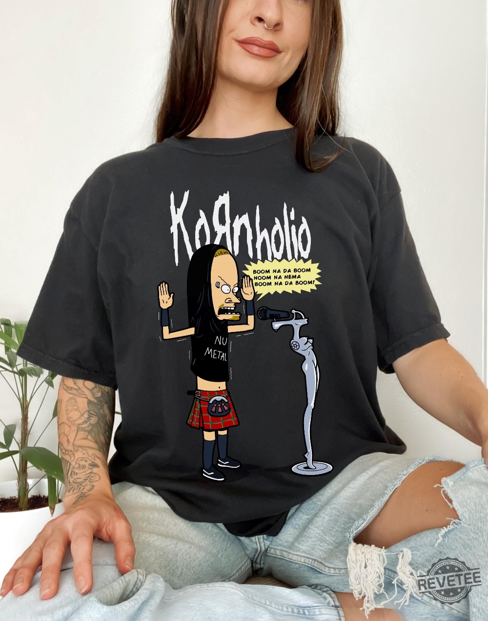 Kornholio T Shirt Trendy Retro Vintage Grunge Punk Metal Rock Blegh Korn Band Concert Shirt revetee 4