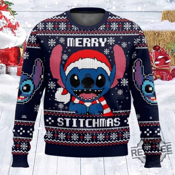 Stitch Merry Stitchmas Ugly Christmas Sweater Stitch Merry Stitchmas Christmas Sweatshirt revetee 1