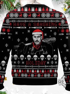 The Walking Dead Have A Smashing Holiday Ugly Christmas Sweater revetee 2