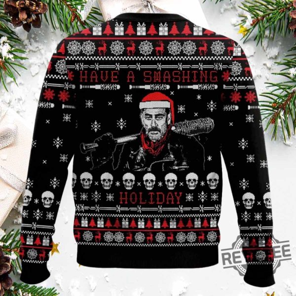 The Walking Dead Have A Smashing Holiday Ugly Christmas Sweater revetee 2