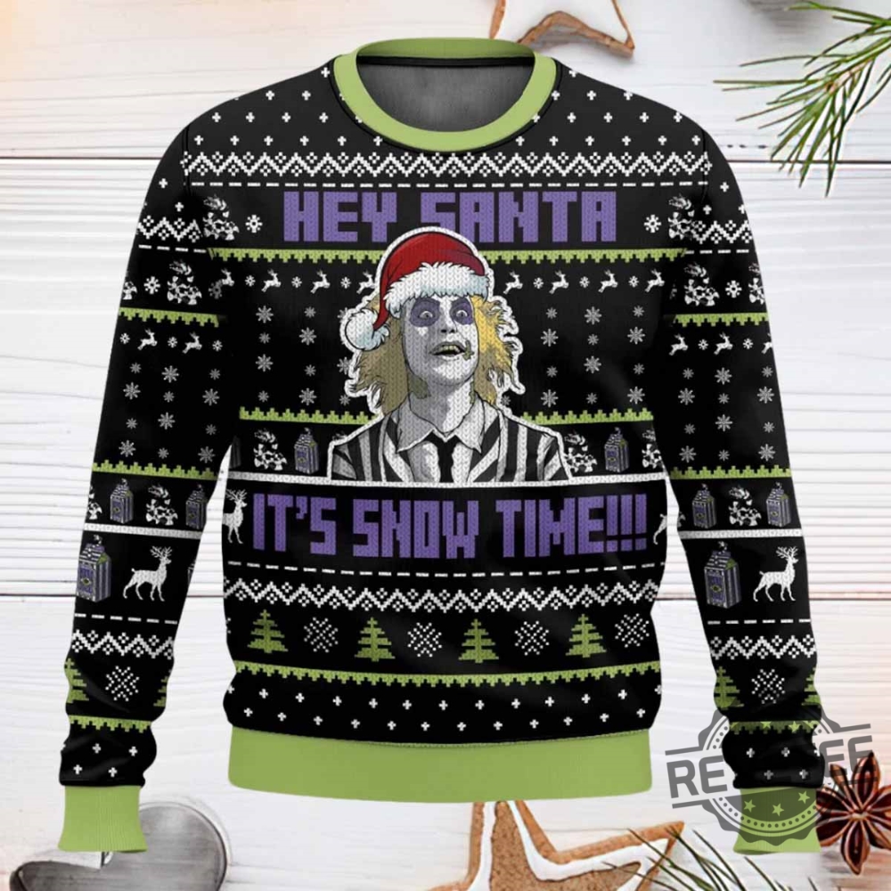 Beetlejuice It Snow Time Christmas Ugly Sweater Beetlejuice It Snow Time Christmas Sweatshirt