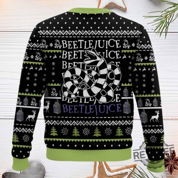 Beetlejuice It Snow Time Christmas Ugly Sweater Beetlejuice It Snow Time Christmas Sweatshirt revetee 2