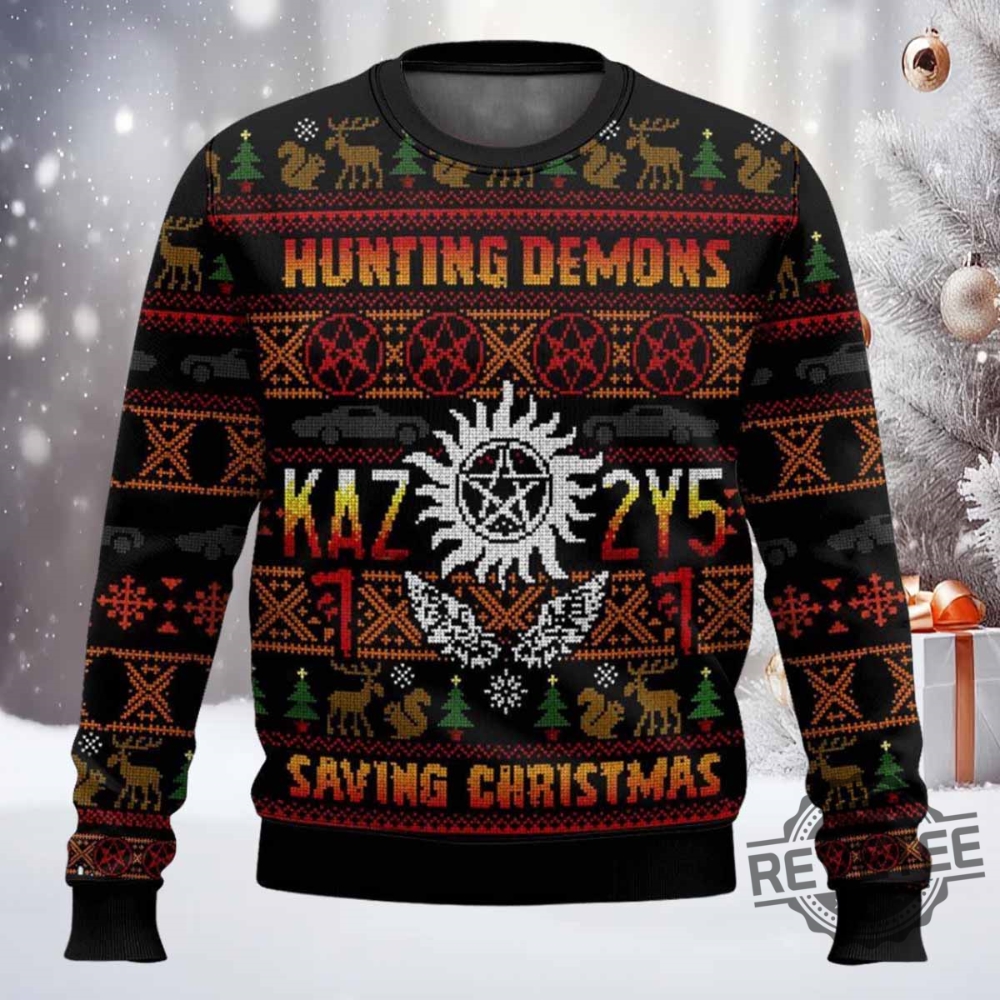 Hunting Demons Saving Christmas Sweater Hunting Demons Saving Christmas Sweatshirt