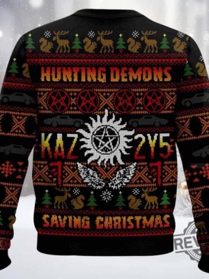 Hunting Demons Saving Christmas Sweater Hunting Demons Saving Christmas Sweatshirt revetee 2