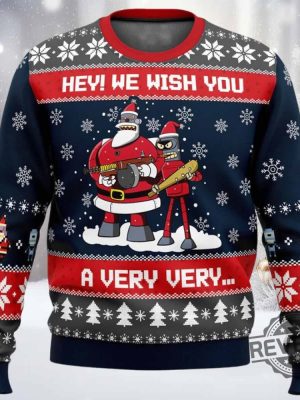 Hey We Wish You A Futurama Christmas Sweater Hey We Wish You A Futurama Christmas Sweatshirt revetee 2