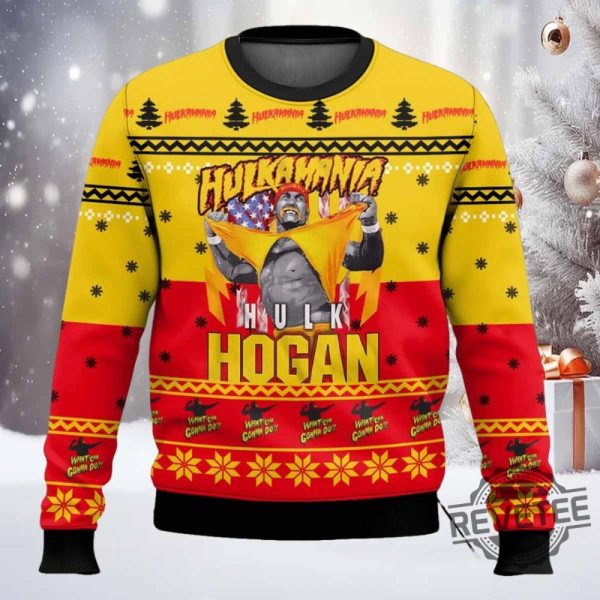 Hulkamania Hulk Hogan Christmas Sweater Hulkamania Hulk Hogan Christmas Sweatshirt revetee 1