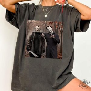 Jason Voorhes Michael Myers Shirt Friday The 13Th Tshirt Jason And Michael Sweatshirt Horror Characters Friend Hoodie 90S Halloween Movie Shirt giftyzy 2