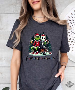 Grinch And Jack Skellington T Shirt Christmas Gift For Best Friend Grinch Jack Skellington Shirt revetee 5