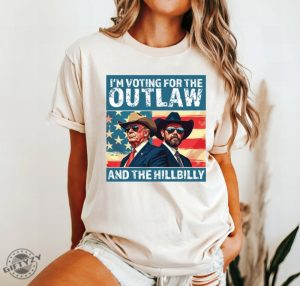 Im Voting For The Outlaw Hillbilly 2024 Tshirt Trump Vance Sweatshirt Patriotic Election Tee Retro Political Graphic Hoodie Usa Flag Maga Shirt giftyzy 3