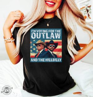 Im Voting For The Outlaw Hillbilly 2024 Tshirt Trump Vance Sweatshirt Patriotic Election Tee Retro Political Graphic Hoodie Usa Flag Maga Shirt giftyzy 4