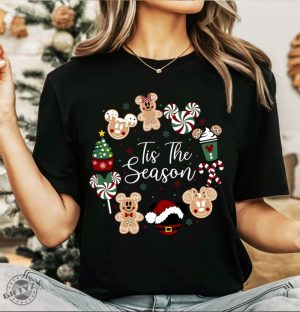 Disney Tis The Season Christmas Shirt Mickey And Minnie Christmas Tshirt Mickey And Minnie Gingerbread Sweatshirt Christmas Party Hoodie giftyzy 3